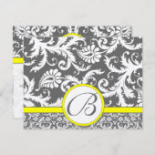 Kaarten voor steenkool, grijs en geel RSVP kaartje (Voorkant / Achterkant)