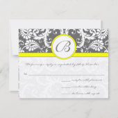 Kaarten voor steenkool, grijs en geel RSVP kaartje (Achterkant)