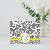 Kaarten voor steenkool, grijs en geel RSVP kaartje (Staand voorkant)