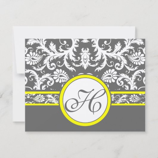 Kaarten voor steenkool, grijs en geel RSVP kaartje (Voorkant)