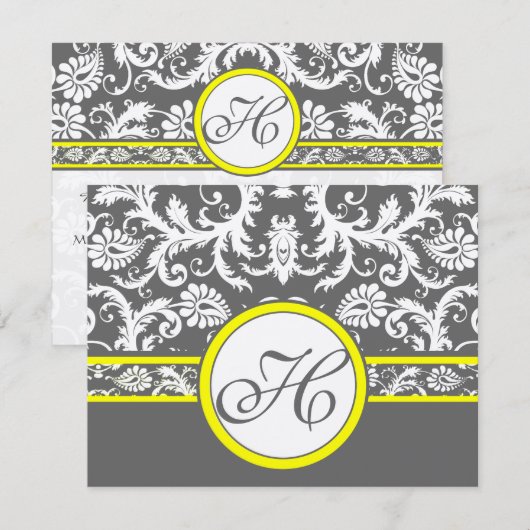 Kaarten voor steenkool, grijs en geel RSVP kaartje (Voorkant / Achterkant)