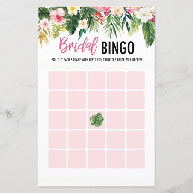 Kaarten voor Tropisch Vrijgezellenfeest Bingo Game (Voorkant)