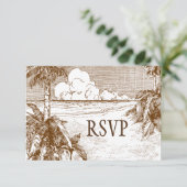 Kaarten voor Tropische Beach Etching Editable Resp (Staand voorkant)