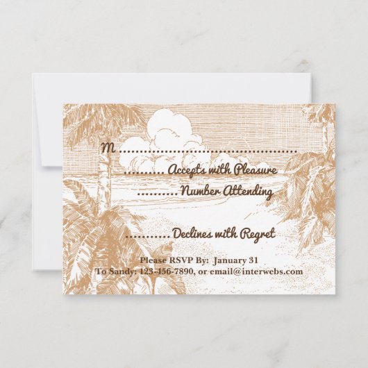 Kaarten voor Tropische Beach Etching Editable Resp (Achterkant)