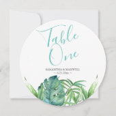 Kaarten voor Tropische Greenery Beach Wedding Tabl (Voorkant)