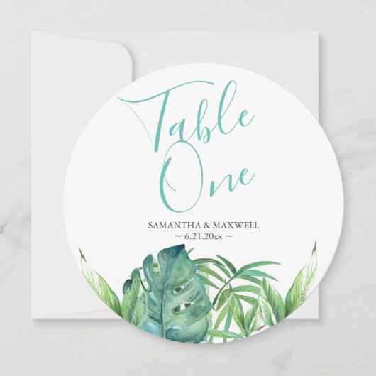 Kaarten voor Tropische Greenery Beach Wedding Tabl (Voorkant)