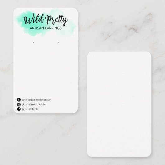 Kaarten voor turquoise Ink Earring Display Visitekaartje (Voorkant / Achterkant)