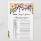 Kaarten voor vloeiend Baby shower Word Scramble Ga (Voorkant / Achterkant)