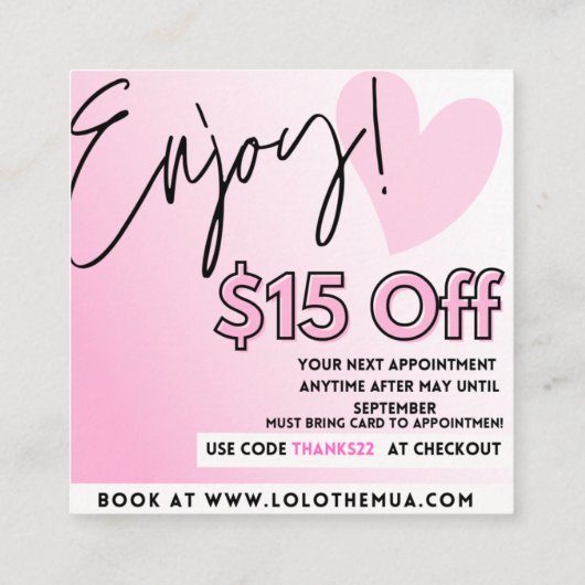 Kaarten voor waardering vierkante visitekaartje (Achterkant)