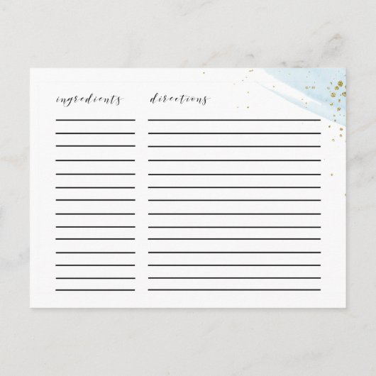 Kaarten voor waterverf Blue & Gold Vrijgezellenfee (Achterkant)