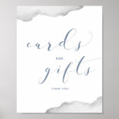 Kaarten voor weddenschap met blauwe en grijze Wate Poster (Voorkant)