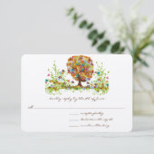 Kaarten voor Whimsical Flower Tree Wedding Respons RSVP Kaartje (Staand voorkant)