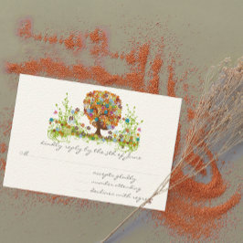 Kaarten voor Whimsical Flower Tree Wedding Respons RSVP Kaartje