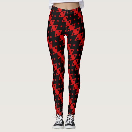 Kaarten voor zwart en rood afspelen leggings (Voorkant)