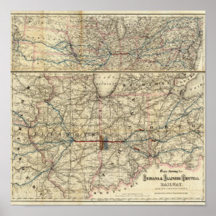 Kaarten waarop de Indiana te zien is Poster