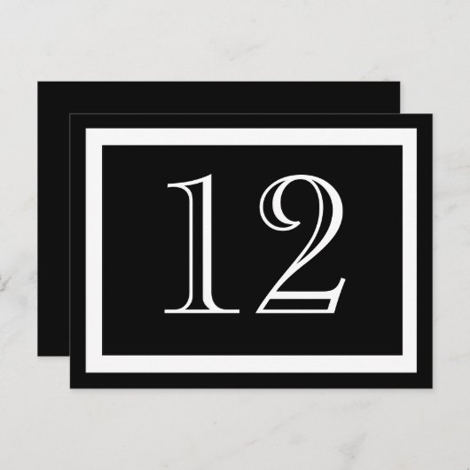 Kaarten zwart-wit tabelnummer (Voorkant / Achterkant)