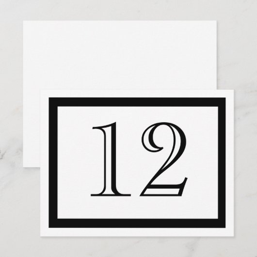 Kaarten zwart-wit tabelnummer (Voorkant / Achterkant)