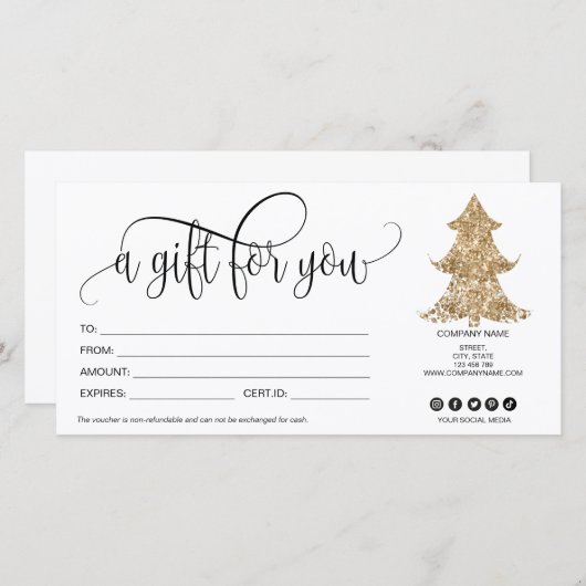 Kaartencertificaat kerstboomcadeau (Voorkant / Achterkant)