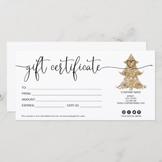 Kaartencertificaat kerstboomcadeau (Voorkant / Achterkant)