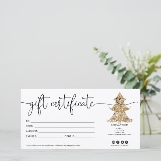 Kaartencertificaat kerstboomcadeau (Staand voorkant)