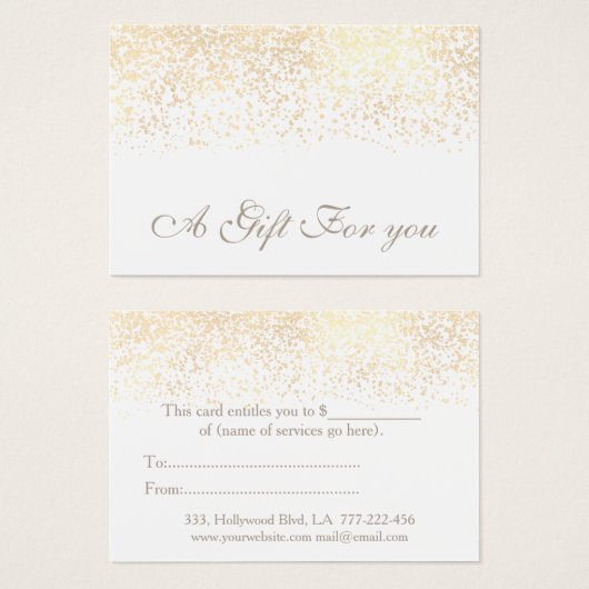 Kaartencertificaat kerstmis/feestdag gouden confet visitekaartje (Voorkant /achterkant)