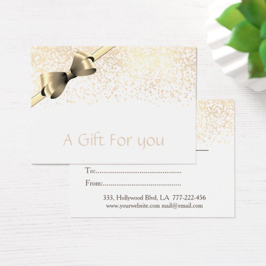 Kaartencertificaat kerstmis/feestdag gouden confet visitekaartje (Bureau)