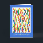 Kaartenkaarsen voor Birthday Cake met Deense Greep Kaart<br><div class="desc">Een helderkleurige Birthday-kaart met kaarsen en Happy Birthday in het Deens,  van een handbeschilderd papieren collage van Judy Adamson.</div>