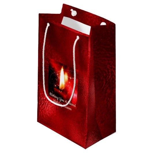 Kaartenkaarsje Rood Folie Holiday Gift Bag Klein Cadeauzakje (Voorkant Gekanteld)