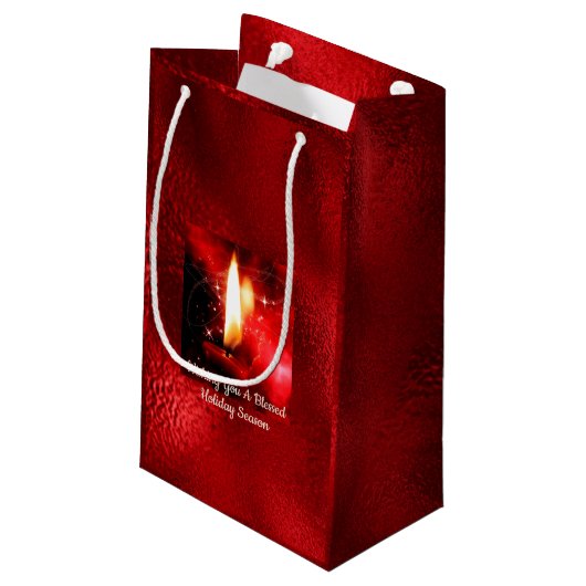 Kaartenkaarsje Rood Folie Holiday Gift Bag Klein Cadeauzakje (Achterkant Gekanteld)