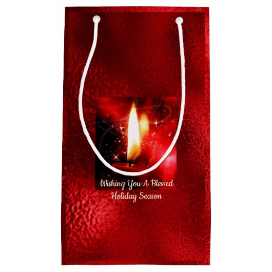 Kaartenkaarsje Rood Folie Holiday Gift Bag Klein Cadeauzakje (Voorkant)