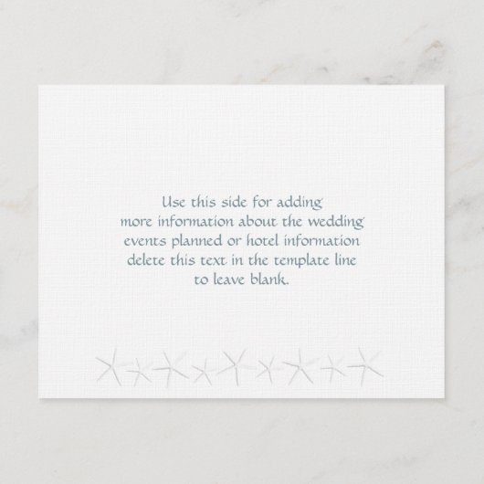 Kaartenset met zeesterren voor bij uw uitnodiging informatiekaartje (Achterkant)