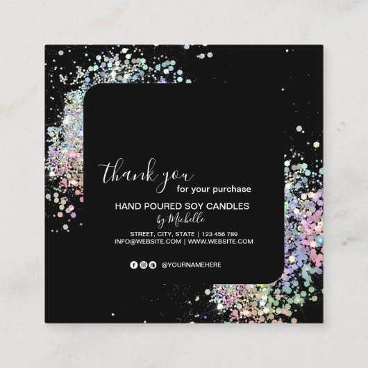 Kaartenzorg Dank je creditcard Voeg je Logo-hologr Vierkante Visitekaartje (Achterkant)