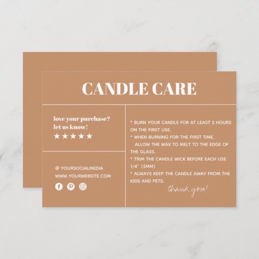 Kaartenzorg Dank u Verpakkende Kaart (Voorkant / Achterkant)