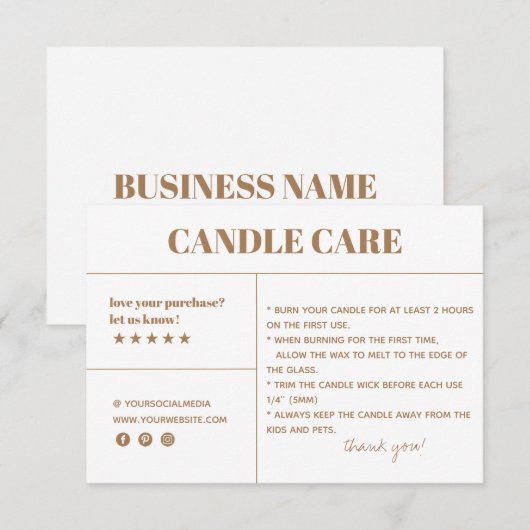 Kaartenzorg Dank u Verpakkende Kaart (Voorkant / Achterkant)