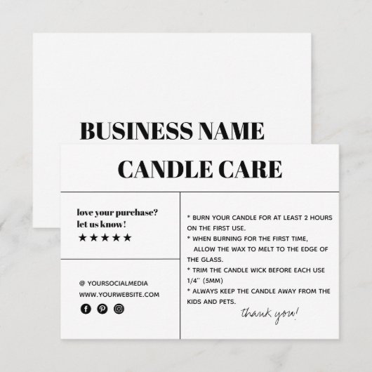 Kaartenzorg Dank u Verpakkende Kaart (Voorkant / Achterkant)