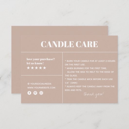 Kaartenzorg Dank u Verpakkende Kaart (Voorkant / Achterkant)