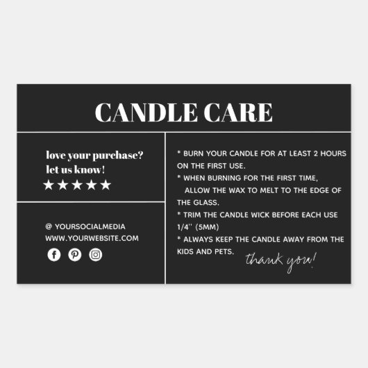 Kaartenzorg Dank u Verpakkende Sticker (Voorkant)