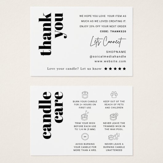 Kaartenzorg Hartelijk dank Visitekaartje (Voorkant /achterkant)