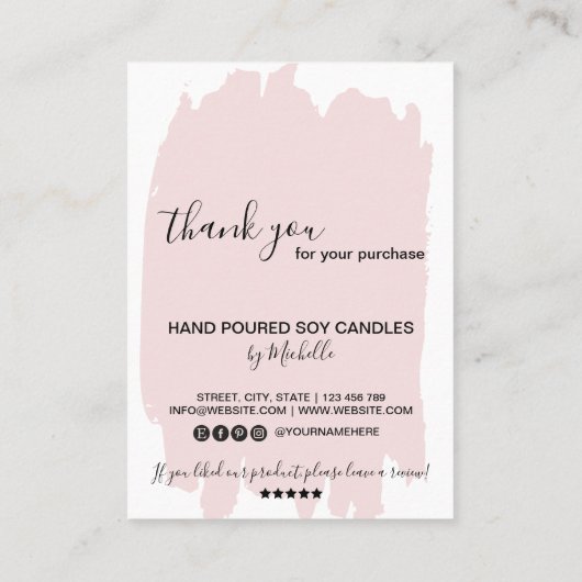 Kaartenzorginstructies Kaart Voeg uw Logo Blush to Visitekaartje (Achterkant)