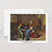 Kaartgame-eindpeuters op een Tavern Briefkaart (Voorkant / Achterkant)