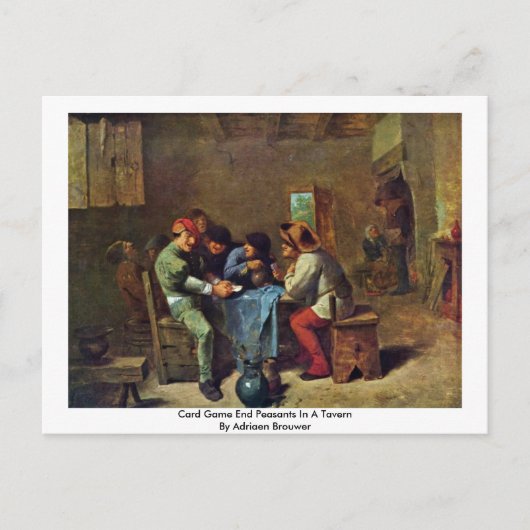 Kaartgame-eindpeuters op een Tavern Briefkaart (Voorkant)