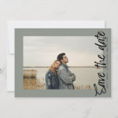 Kaartgolven QR Code Moderne Eenvoudige Foto Moss G Save The Date (Voorkant)