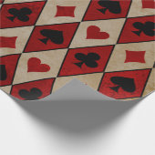 Kaartgroepen afspelen op rood en tan cadeaupapier (Hoek)