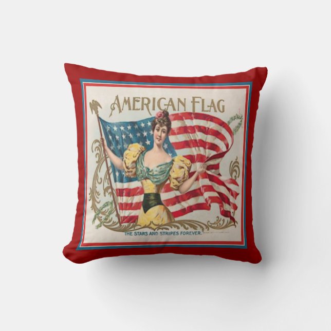  kaartje Etiket Amerikaanse vlag Kussen (Voorkant)