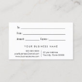 kaartje voor cadeau visitekaartje (Achterkant)