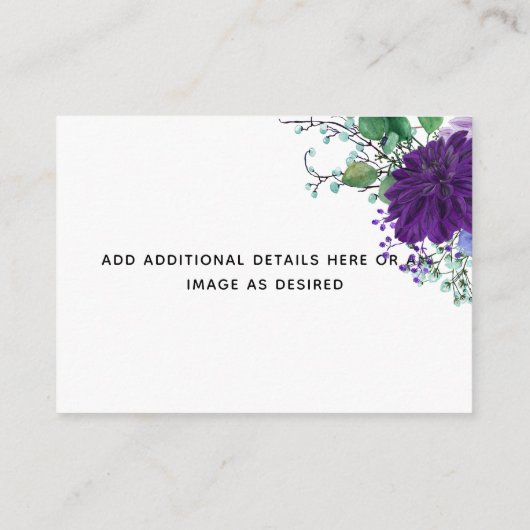 Kaartjes met details voor rustieke blauwe bloem br informatiekaartje (Achterkant)