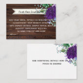 Kaartjes met details voor rustieke blauwe bloem br informatiekaartje (Voorkant / Achterkant)