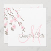 Kaartjes 'Save the Date' met kersenbloesem en mono Save The Date (Voorkant / Achterkant)