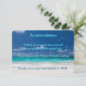 Kaartjes voor accommodatie bij Blue Beach-huwelijk Informatiekaartje (Staand voorkant)