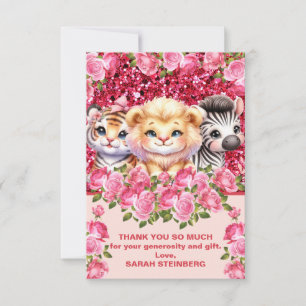 Kaartjes voor bedankjes voor babyfeest voor meisje bedankkaart